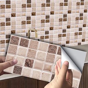 20-Sheet Peel and Stick Tile Backsplash for Kitchen Wall, Self Adhesive Backsplash Tile Stickers, Mosaic Tiles, 3D Brick Wallpaper Suitable for Bathroom, Camper, Countertop, Ceramic Tile and Marble.
