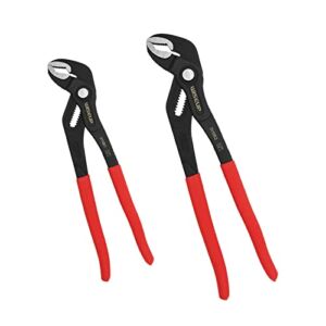 WISEUP Groove Joint Pliers Set with Fast Adjustable Pliers 7 Inch & 10 Inch Water Pumper Pliers Smooth Jaw Tongue and Groove Pliers Wrench for Channel Home Repair Gripping Nuts Bolts Pipe