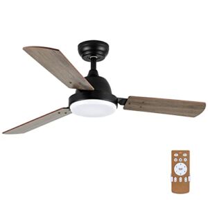 Simple Deluxe 44-inch Ceiling Fan with LED Light and Remote Control, 6-Speed Modes, 2 Rotating Modes, Timer