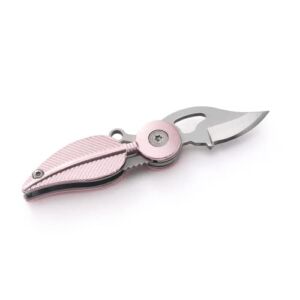 Titagail mini Pocket Knife,Creative Folding Knife for Women,Feather Chain Hanging Buckle,Creative and Exquisite Gifts for Friends(Pink)