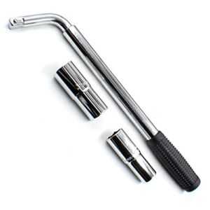 Wheel Accessories Parts Extendable Telescoping Lug Wrench – Wheel Wrench with CR-V Sockets, Thin Wall Sockets, (17/19, 21/22mm)
