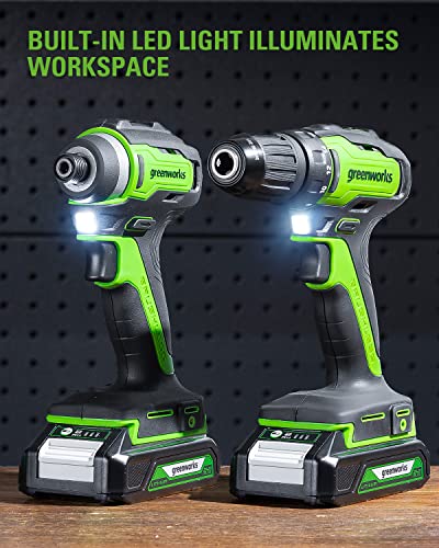 [Professional Grade] Greenworks 24V Max Cordless Brushless Drill + Impact Combo Kit, (2) 2.0Ah Batteries, FAST Charger, and Bag Included | The Storepaperoomates Retail Market - Fast Affordable Shopping