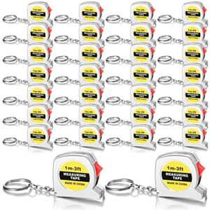 Small Tape Measure Retractable Pocket Tape Measure Keychain 1 Meter/ 3 Feet Functional Mini Measuring Tape, Metric and Inch with Slide Lock for Daily Use Body Measurement, Stainless Steel(30 Pieces)
