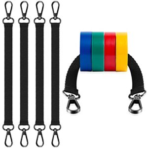 Electrical Tape Holder Strap Tape Measure Holder for Belt Tape Thong with Snap Hooks Polyester Electrical Tape Holder Chain Electrical Tape Strap for Pouch Bag Tool Box Construction, Black (4)