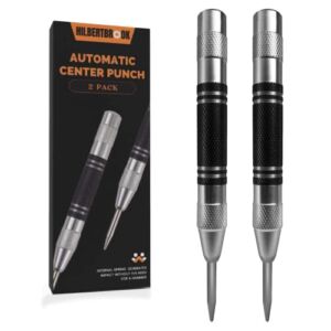 Automatic Center Punch 5 Inch Spring Loaded Center Punch Adjustable Tension Punch Tool for Metal Wood Glass Plastic(2 Pack)