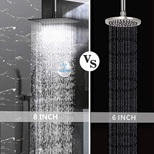 Shower Head, Rain Shower Head with Handheld ,High Pressure 8” Rainfall Stainless Steel Shower Head / 2 Settings Handheld Shower Combo with Shower Holder and 78” Explosion-Proof Hose (Black) | The Storepaperoomates Retail Market - Fast Affordable Shopping
