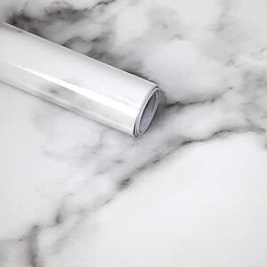 Marble Wallpaper White/ Black Granite Marble Contact Paper 17.71 in x 78.7 in Thicken Peel and Stick Wallpaper Self Adhesive Wall Paper Home Decor for Kitchen Countertop Drawers Cabinet Backsplash