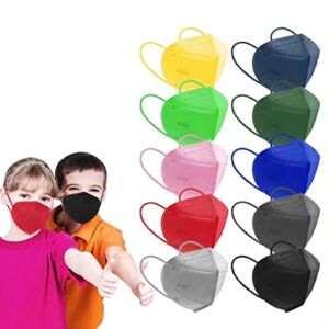 Kids KN95 Disposable Face Masks – 5-Layer Breathable Safety Mask, 50 Pcs Children Comfortable Cup Dust Masks with Elastic Earloops Nose Bridge Clip for Boys Girls