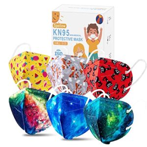 30 Pack Kids KN95 Disposable Face Masks, Child 5-Ply Cute Design Protective Safety Mask against PM2.5, Breathable Cup Dust Mask with Elastic Earloop&Nose Bridge Clip for Boys Girls