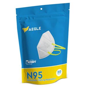 AEGLE N95 Mask Foldable, USA, NIOSH-approved, 20 Pack in anti-counterfeit packaging, Particulate Respirator, Protective Equipment, STS-F100