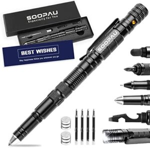 Gifts for Men Boyfriend Dad Husband Son, 10-in-1 Tactical Pen Aluminum Alloy Multitool Pen Survival Gear, Cool Gadgets for Christmas Stocking Stuffers Fathers’ Day Anniversary Birthday