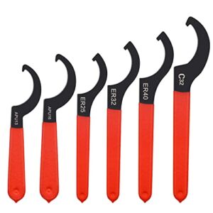 Spanner Wrench Set, 6pcs Coilover Wrench, C-Shape Shock Spanner Wrench Hook Wrench Tools Steel Spanner, for Suspension System and Shock Adjustments