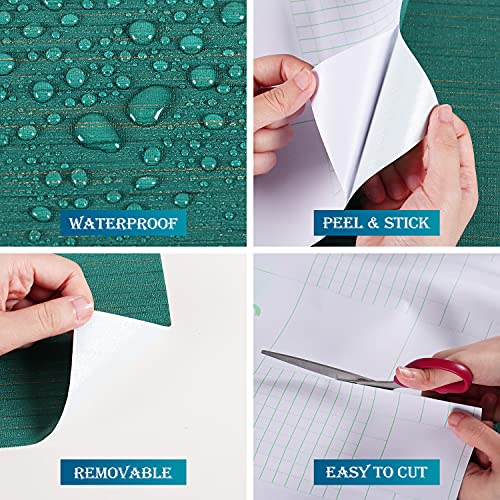 FunStick 15.8″x240″ Teal Green Grasscloth Peel and Stick Wallpaper Textured Green Linen Wall Paper Roll Self Adhesive Removable Fabric Grasscloth Contact Paper for Bedroom Bathroom Wall Cabinets Thick | The Storepaperoomates Retail Market - Fast Affordable Shopping