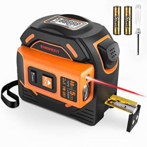 Laser Tape Measure 2-in-1, ENGiNDOT 131 Ft Laser Measure, 16 Ft Metric and Inches Tape Measure, HD LED Display, Movable Magnetic Hook, Autolock, IP54 Waterproof & Dust-Proof, Continuous Measurement