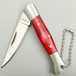 GAJING Girly Well-polished Wood Handle small Pocket Knife weighs 1.3 ounces with Stainless nail dent Blade Slipjoint Exquisite folding knife Hanging on the Keychain for Cutting Paper and Boxes