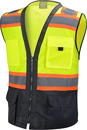 California Tools Surveyor Black/Lime Two Tones Safety Vest, ANSI/ISEA 107-2015/ Photo ID Pocket (5X), (DO1M16-LM) | The Storepaperoomates Retail Market - Fast Affordable Shopping
