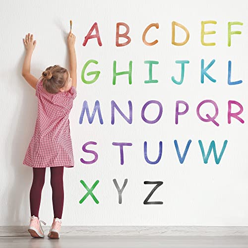 Red to Black Watercolor Uppercase Letters Plastic-Free Stickers, Reusable, Removable, Repositionable Peel and Stick ABC Fabric Alphabet Wall Decals | The Storepaperoomates Retail Market - Fast Affordable Shopping