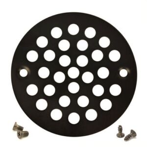 4” Round Shower Strainer Grate Drain Replacement Cover Matte Black + Tapping & Machine Screws…