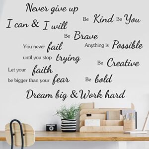11 Pcs Inspirational Wall Decal Stickers Motivational Quote Wall Decor Vinyl Wall Stickers for Bedroom Living Room Office Nursery Removable Wall Stickers Quotes Saying for School Classroom Teen Dorm