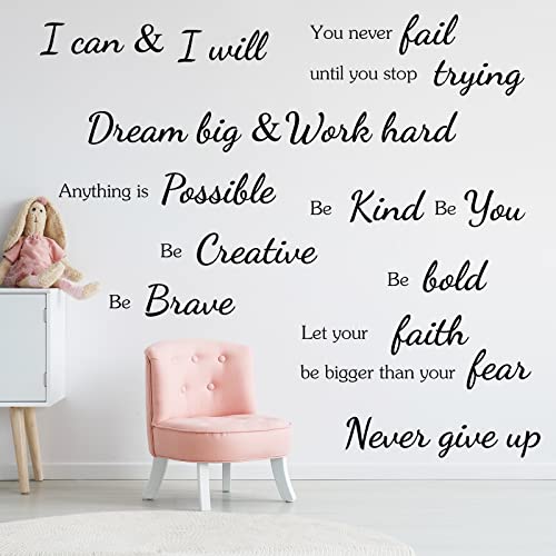 11 Pcs Inspirational Wall Decal Stickers Motivational Quote Wall Decor Vinyl Wall Stickers for Bedroom Living Room Office Nursery Removable Wall Stickers Quotes Saying for School Classroom Teen Dorm | The Storepaperoomates Retail Market - Fast Affordable Shopping