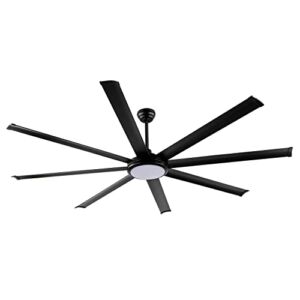 WINGBO 80″ Ceiling Fan with Lights and Remote Control, Matte Black Ceiling Fan, 8 Reversible Blades, 6-Speed Noiseless DC Motor, Modern Ceiling Fan for Kitchen Bedroom Living Room, ETL Listed