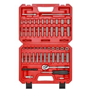 Mayouko 62 Pieces 1/4 Inch Drive Socket Set, SAE/Metric, 1/4″ Dr. Socket Set with Ratchet and Adapters, 5/32-Inch – 9/16-Inch, 4mm – 14 mm