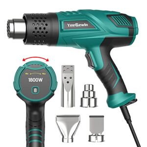 Yeegewin Heat Gun 1800W Fast Heating Heavy Duty Hot Air Gun Kit Variable Temperature Control 122°F-1112°F (50°C-600°C) 4 Nozzles with Overload Protection for Crafts, Shrinking PVC, Stripping Paint