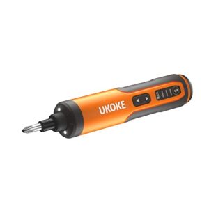 Ukoke 3.6V Cordless Screwdriver Kit, Ergonomic Handle, USB Rechargeable Li-Ion Built-in battery, Screwdriver with Dual LED Lights, 33 pcs Accessories, (UOSD36)