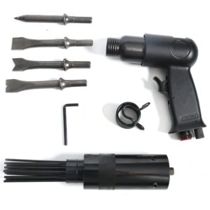 Pneumatic Needle Scaler 19 Needles and Air Hammer Pistol 4 Chisels 2 in 1