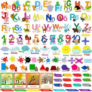 9 Sheets Kids Alphabet Wall Decals Educational Number Wall Stickers Decals Colorful ABC Animal Learning Wall Decals Peel and Stick Removable Stickers for Toddlers Classroom Nursery Bedroom