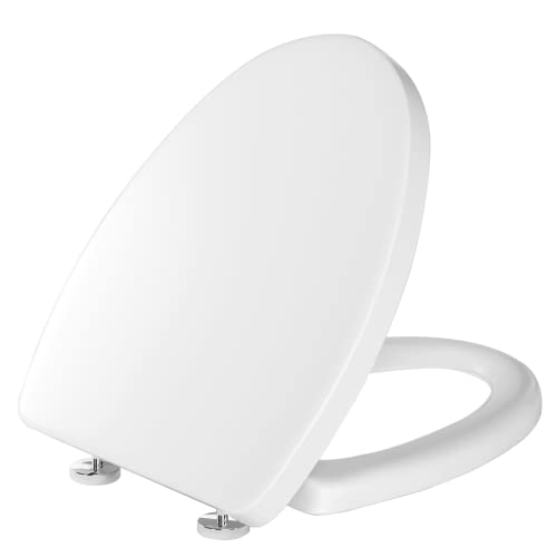 MUU Toilet seat, Slow Close, White heavy duty Toilet Seat with Non-slip Seat Bumpers Easy to Install & Clean UF Material Replacement Toilet Seat Fits All Toilet Brands Elongated Toilets(MU260-UF) | The Storepaperoomates Retail Market - Fast Affordable Shopping