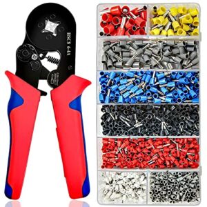 Ferrule Crimping Tool Kit – VENJSEN AWG23-7 Self-Adjustable Ratchet Wire Crimping Plier with 1250PCS Wire Ferrules Kit Wire End Terminals