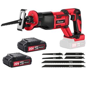 AVID POWER Reciprocating Saw, 20V Cordless Reciprocating Saw with Two 2.0Ah Batteries and Charger, 6 Saw Blades, Variable Speed, Battery Powered Saw for Woods/Metal/Plastic Cutting