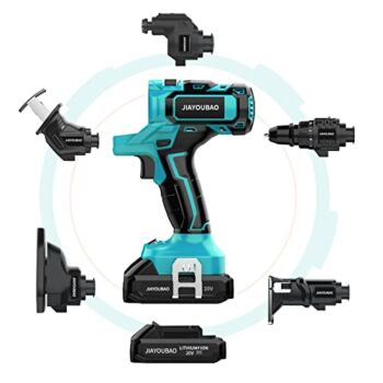 JIAYOUBAO Cordless Drill Kit – 20V Max Electric Drill Tool Combo 5-In-1 Multi-Head Power Drill Set Bits Accessories with 2Pcs Lithium-Ion Batteries and Storage Box, Combo Kit 5-Tool | The Storepaperoomates Retail Market - Fast Affordable Shopping