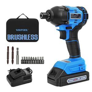 Cordless Impact Driver Kit,20V MAX 1/4″ Impact Driver Set with 1770 in-lbs Torque,Brushless Power Impact Driver with 2.0Ah Li-ion Battery,LED light,1 Hour Fast Charger and Tool Bag