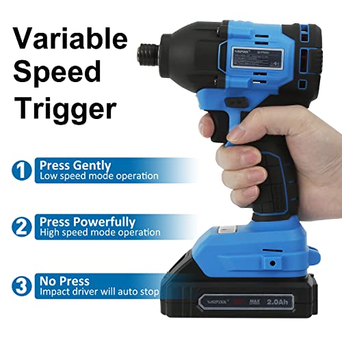Cordless Impact Driver Kit,20V MAX 1/4″ Impact Driver Set with 1770 in-lbs Torque,Brushless Power Impact Driver with 2.0Ah Li-ion Battery,LED light,1 Hour Fast Charger and Tool Bag | The Storepaperoomates Retail Market - Fast Affordable Shopping