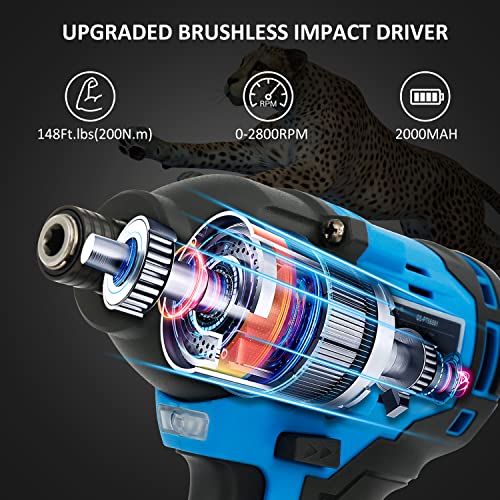 Cordless Impact Driver Kit,20V MAX 1/4″ Impact Driver Set with 1770 in-lbs Torque,Brushless Power Impact Driver with 2.0Ah Li-ion Battery,LED light,1 Hour Fast Charger and Tool Bag | The Storepaperoomates Retail Market - Fast Affordable Shopping