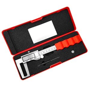 Disc Brake Rotor Micrometer, Digital Caliper Measuring Tool 6 Inch Stainless Steel Electronic Gauge 0- 150mm Range Vernier Caliper Inch/Millimeter/Fraction Easy Switch with Large LCD Screen
