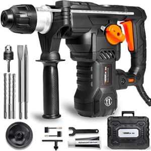 THINKWORK SDS-Plus Heavy Duty Rotary Hammer Drill 12.5 Amp, 4350 BPM, 7j, 1-1/4 Inch Demolition Hammer with 4 Functions, Double Insulation, Damping System, Safety Clutch, for Concrete, Metal & Stone