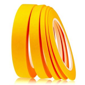 5 Rolls Masking Tape Fine Line Tape 1/16, 1/8, 1/4, 1/2 and 3/4 Inch x 52 Yard Fineline Masking Tape Automotive for DIY Car Auto Paint (Yellow)