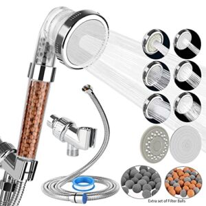 Shower Heads High Pressure with Filters,Purifying Showerhead Handheld Detachable,Powerful Water Saving Shower Head with Hose and Filtered for Hard Water Dry Skin & Hair