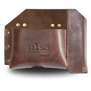 Leather Tape Measure Holder – Nysa Brand – Heavy Duty Tool Pouch (Brown)