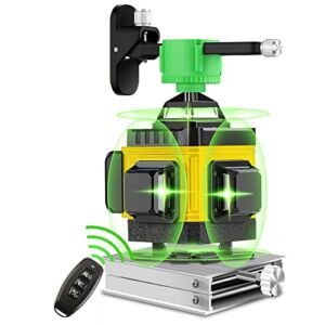 Laser Level 4D Green Line – Self-leveling 16 Lines 360 Degree Green Beam Laser Leveler Vertical & Horizontal Cross Line Construction Outdoor Flooring Tiling Picture Hanging Rotary Alignment