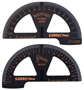 Sawset Miter Saw Protractor SAWSET PRO. Patented No Math Scales. Large Scales are The Key to Accuracy. In Size Matters! In ABS Plastic.