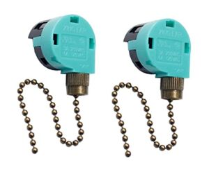 Ceiling Fan Switch 3 Speed 4 Wire Zing Ear ZE-268S6 Pull Chain Switch Control Replacement 3 Speed Control Switch Ceiling Fans, Wall Lamps, Cabinet Light 2Pack(Bronze)