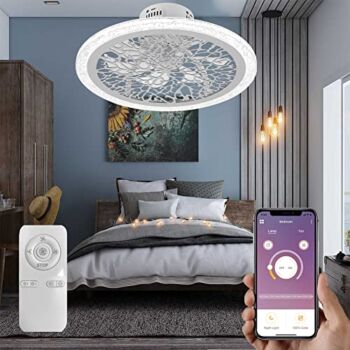 19.7 in Ceiling Fan Light,72W LED Light, 3 Speeds Indoor Ceiling Fan, Flush Mount Ceiling Fan with Remote Control and Smart APP, 6 Blades Quiet Ceiling Fan Lights for Low Ceilings | The Storepaperoomates Retail Market - Fast Affordable Shopping