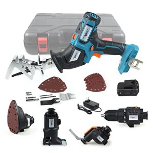 NEWONE 20V Cordless Combo Kit,5-Tool Tool Combo Kit with Case,Drill,Recip saw,Jig saw,Oscillating tool,Sander with Accessories,Two 2.0Ah Lionthium Batteries and Charger