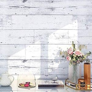 FlockenHome 17.7″x 472″ Peel and Stick Wallpaper Self-Adhesive Shiplap Light Grey/White Distressed Wood Plank Removable repasted Decorative