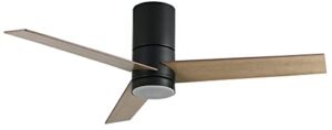 Flush Mount Ceiling Fan with Lights Remote Control for Low Ceilings 46-Inch, Black Modern Farmhouse Ceiling Fan with LED Light Dimmable and Color Changeable, 6-Speeds DC Motor Reversible Blades.
