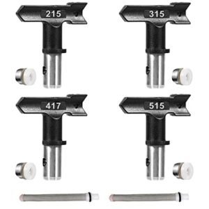 Melgweldr 4 Pcs Reversible Airless Paint Sprayer Nozzle Tips and 2 Pcs Spray Gun Filter Replace for Airless Sprayer Spraying Machine Parts(215, 315, 417, 515)